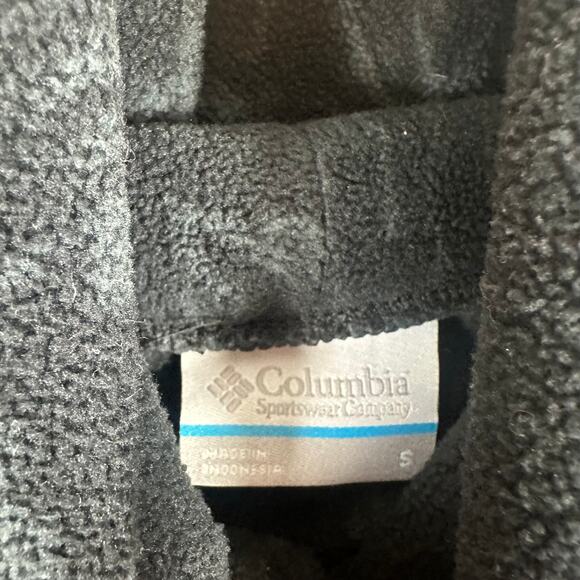 Columbia Womens Funnel Neck Long Marble Pattern Black Fleece Sweatshirt Small - Picture 10 of 10